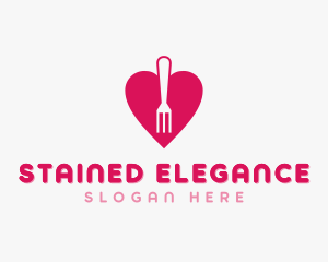 Pink Heart Fork logo design