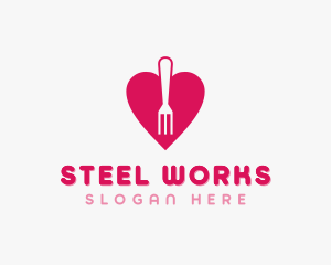 Pink Heart Fork logo design