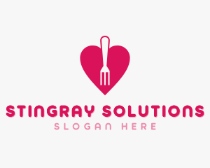 Pink Heart Fork logo design