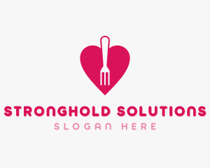 Pink Heart Fork logo design