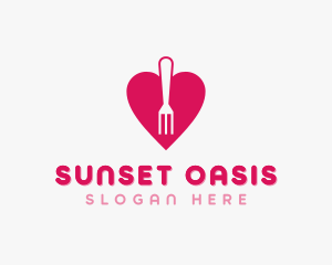 Pink Heart Fork logo design