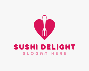 Pink Heart Fork logo design