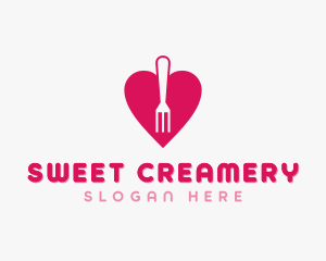 Pink Heart Fork logo design