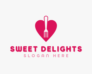 Pink Heart Fork logo design