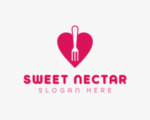 Pink Heart Fork logo design