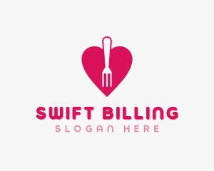 Pink Heart Fork logo design