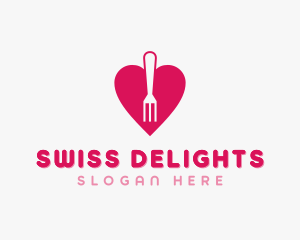 Pink Heart Fork logo design