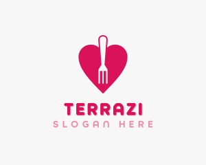 Pink Heart Fork logo design