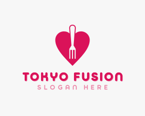 Pink Heart Fork logo design