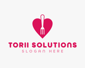 Pink Heart Fork logo design