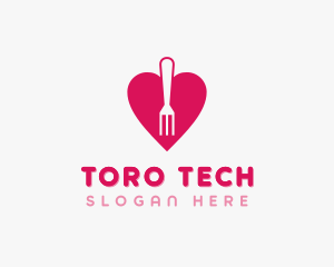 Pink Heart Fork logo design