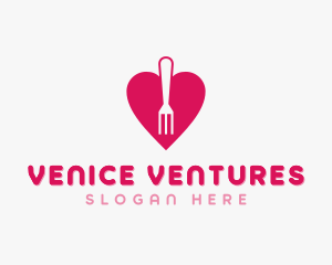 Pink Heart Fork logo design