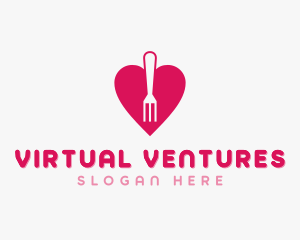 Pink Heart Fork logo design