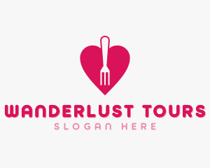 Pink Heart Fork logo design