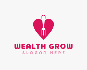 Pink Heart Fork logo design