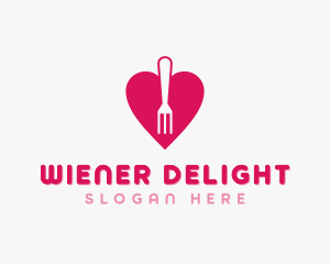 Pink Heart Fork logo design