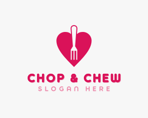 Pink Heart Fork logo design