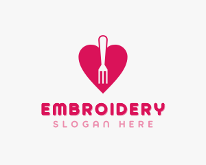 Pink Heart Fork logo design