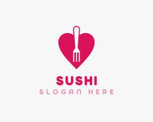 Pink Heart Fork logo design