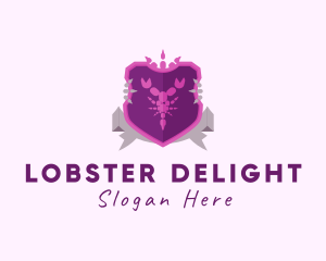 Lobster - Scorpion Shield Ribbon logo design
