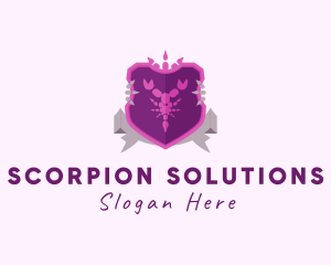 Scorpion Shield Ribbon logo design