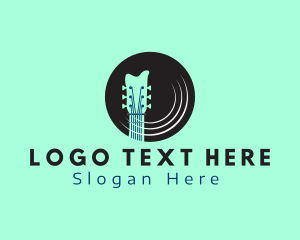 Guitar Band - Guitar Vinyl Record logo design