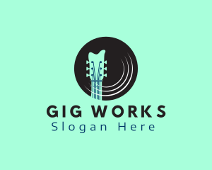 Gig - Guitar Vinyl Record logo design