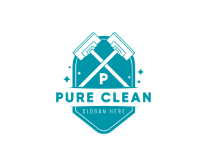 Cleaning Mop Cross logo design