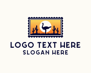 Stamp - Safari Ostrich Bird logo design