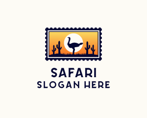 Safari Ostrich Bird logo design