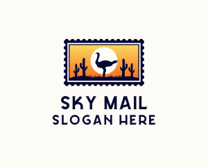 Safari Ostrich Bird logo design