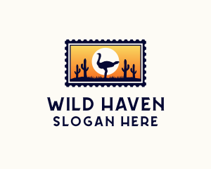 Safari Ostrich Bird logo design