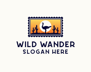 Safari Ostrich Bird logo design