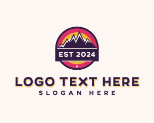 Hiker - Trekking Mountain Peak logo design