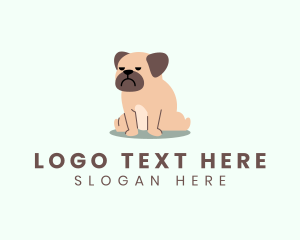 Sitting - Grumpy Pug Dog logo design