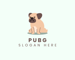 Orange Puppy - Grumpy Pug Dog logo design