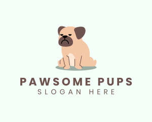 Grumpy Pug Dog logo design