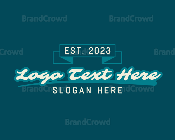 Retro Cursive Banner Logo