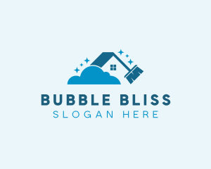 House Broom Bubble Cleaning logo design