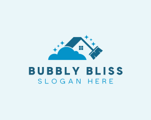 House Broom Bubble Cleaning logo design