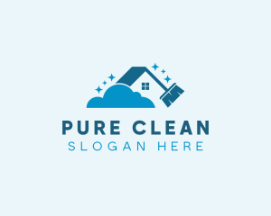 House Broom Bubble Cleaning logo design