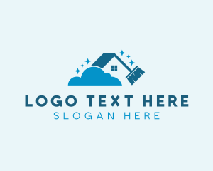 Sweeping - House Broom Bubble Cleaning logo design