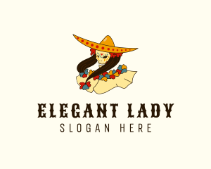 Lady - Festive Skull Lady logo design