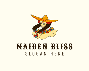 Maiden - Festive Skull Lady logo design