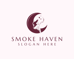 Smoking Woman Moon logo design