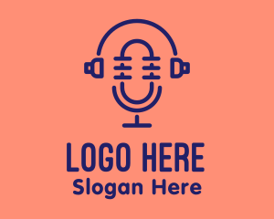 Dj - Podcast Mic Headset logo design