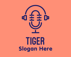 Podcast Mic Headset  logo design