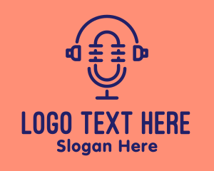 Streaming - Podcast Mic Headset logo design
