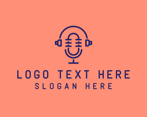 Podcast Mic Headset  logo design