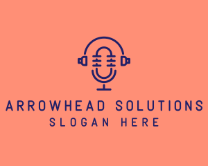 Podcast Mic Headset  logo design